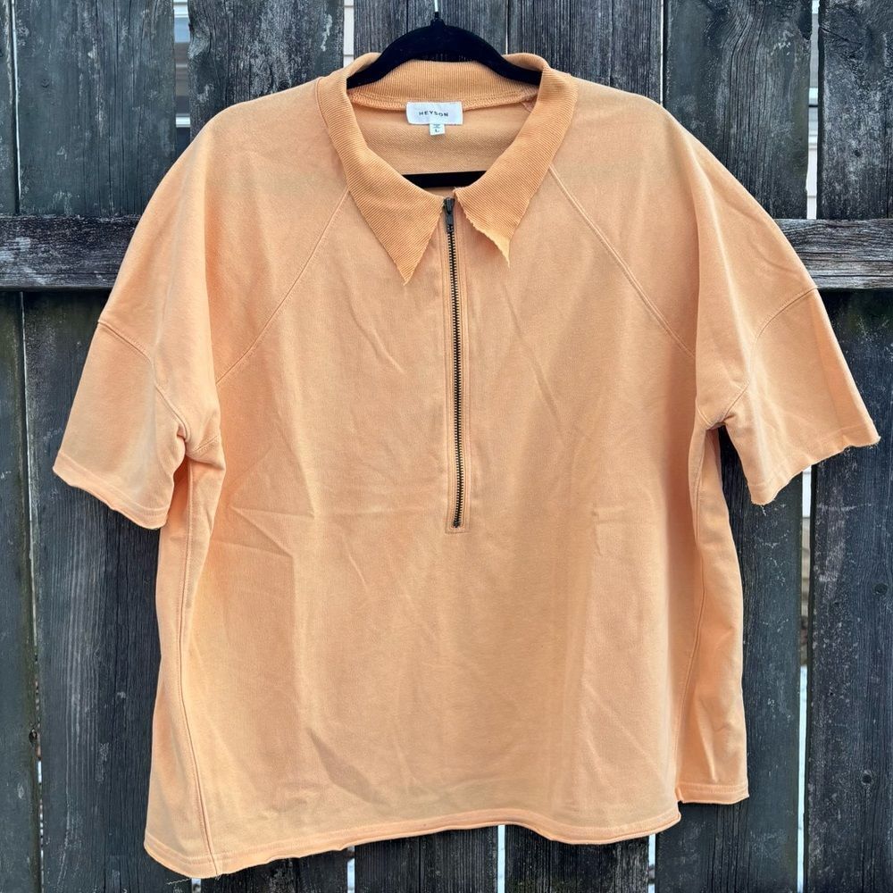 Heyson Peach Oversized Sweatshirt Polo Large